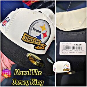 Men's Pittsburgh Steelers New Era Cream/Black 2022 Sideline 59FIFTY Fitted Hat